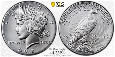 2021 $1 Peace Dollar 100th Anniversary First Strike MS69
