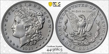 2021 $1 Morgan Dollar 100th Anniversary First Strike MS70