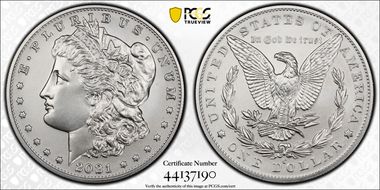 2021-O Privy $1 Morgan Dollar 100th Anniversary First Strike MS70