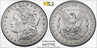 2021 $1 Morgan Dollar 100th Anniversary First Strike MS70