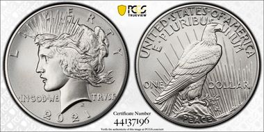 2021 $1 Peace Dollar 100th Anniversary First Strike MS70
