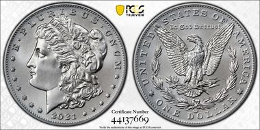 2021-CC Privy $1 Morgan Dollar 100th Anniversary MS70
