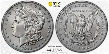 2021 $1 Morgan Dollar 100th Anniversary MS70