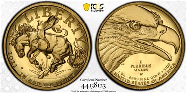 2021-W $100 American Liberty High Relief .9999 Fine PR70DCAM