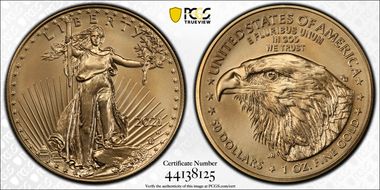 2021-W $50 Burnished Gold Eagle - Type 2 SP70