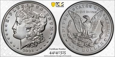 2021 $1 Morgan Dollar 100th Anniversary First Strike MS70