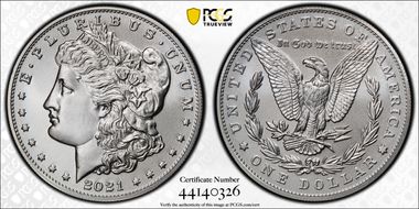 2021 $1 Morgan Dollar 100th Anniversary First Strike MS70