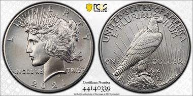 2021 $1 Peace Dollar 100th Anniversary First Strike MS69
