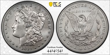 2021 $1 Morgan Dollar 100th Anniversary First Strike MS70