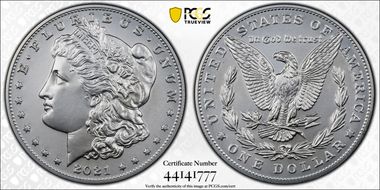 2021 $1 Morgan Dollar 100th Anniversary First Strike MS70