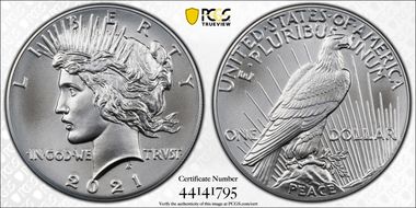 2021 $1 Peace Dollar 100th Anniversary First Strike MS70