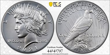 2021 $1 Peace Dollar 100th Anniversary First Strike MS70