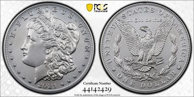 2021 $1 Morgan Dollar 100th Anniversary MS70