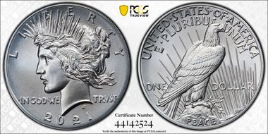 2021 $1 Peace Dollar 100th Anniversary MS69
