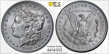 2021 $1 Morgan Dollar 100th Anniversary MS70