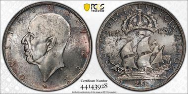 1938-G 2 Kr Delaware KM-807 MS65