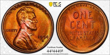 1954-S 1C MS66RB