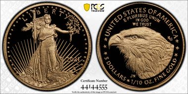 2021-W $5 Gold Eagle - Type 2 PR70DCAM