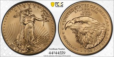 2021-W $50 Burnished Gold Eagle - Type 2 First Strike SP69