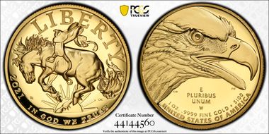 2021-W $100 American Liberty High Relief .9999 Fine PR70DCAM