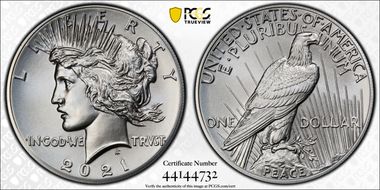 2021 $1 Peace Dollar 100th Anniversary MS69
