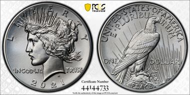 2021 $1 Peace Dollar 100th Anniversary MS69