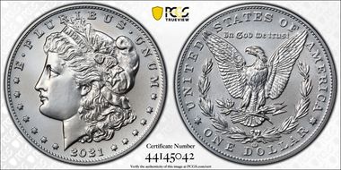 2021-CC Privy $1 Morgan Dollar 100th Anniversary First Strike MS70