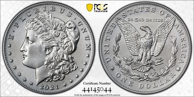 2021 $1 Morgan Dollar 100th Anniversary First Strike MS70