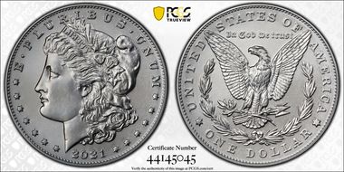 2021 $1 Morgan Dollar 100th Anniversary First Strike MS70