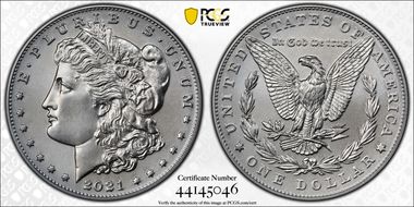 2021 $1 Morgan Dollar 100th Anniversary First Strike MS70