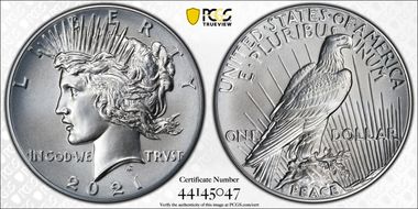 2021 $1 Peace Dollar 100th Anniversary First Strike MS70