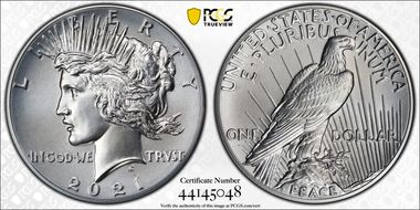 2021 $1 Peace Dollar 100th Anniversary First Strike MS70