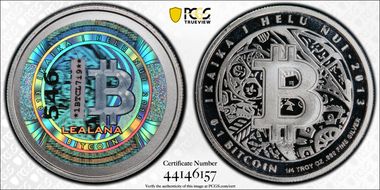 2013 .1 BTC Lealana Bitcoin, Silver PR70DCAM
