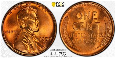 1957-D 1C MS65RD