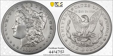 2021 $1 Morgan Dollar 100th Anniversary First Strike MS70