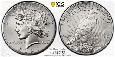 2021 $1 Peace Dollar 100th Anniversary First Strike MS70