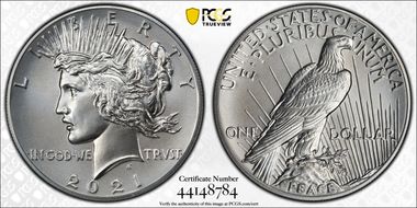 2021 $1 Peace Dollar 100th Anniversary First Strike MS70