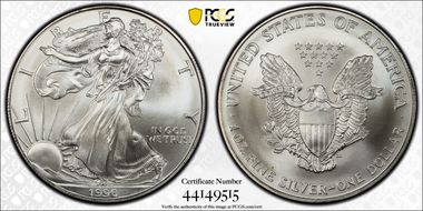 1996 $1 Silver Eagle MS69