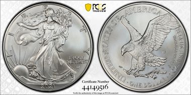 2021-W $1 Burnished Silver Eagle-Type 2 SP69