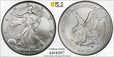 2021-W $1 Burnished Silver Eagle-Type 2 SP69