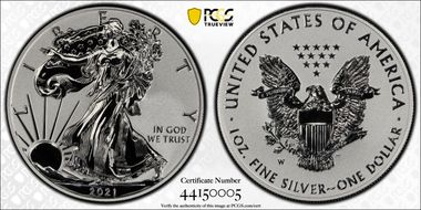 2021-W $1 Silver Eagle Rev PR - Type 1 Designer Edition - First Strike PR69