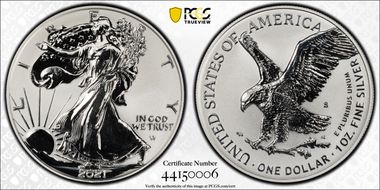 2021-S $1 Silver Eagle Rev PR - Type 2 Designer Edition - First Strike PR69
