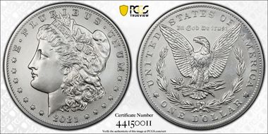 2021-O Privy $1 Morgan Dollar 100th Anniversary First Strike MS70