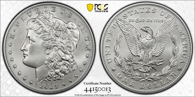 2021 $1 Morgan Dollar 100th Anniversary First Strike MS70