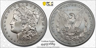 2021-CC Privy $1 Morgan Dollar 100th Anniversary First Strike MS70