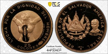 1971 25 Col 150th Ann.of Independence KM-143  Au PR65DCAM