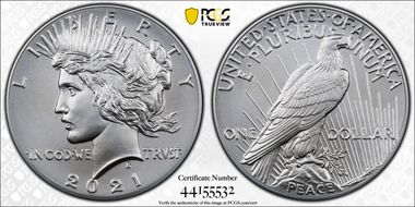 2021 $1 Peace Dollar 100th Anniversary First Strike MS70