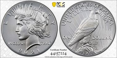 2021 $1 Peace Dollar 100th Anniversary First Strike MS70