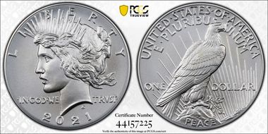2021 $1 Peace Dollar 100th Anniversary First Strike MS70