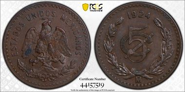 1924-Mo 5C KM-422 AU58BN